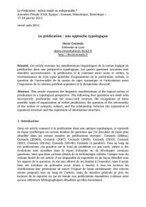 La pr&eacute;dication : une approche typologique