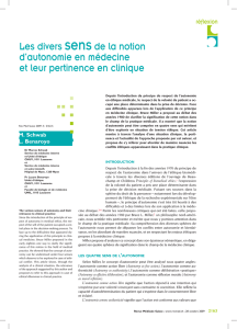 Les divers sensde la notion d`autonomie en médecine et leur