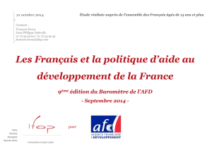 Les Français et la politique d`aide au développement de la France