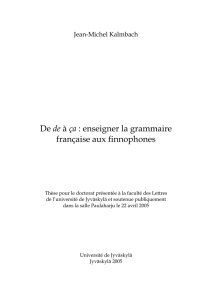 De de à ça : enseigner la grammaire française aux finnophones