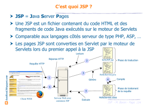 C`est quoi JSP ? JSP = Java Server Pages Une JSP est un fichier