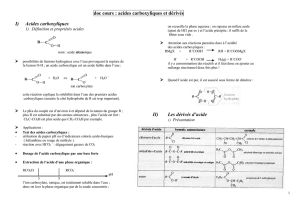doc cours : acides carboxyliques et dérivés I) Acides carboxyliques II