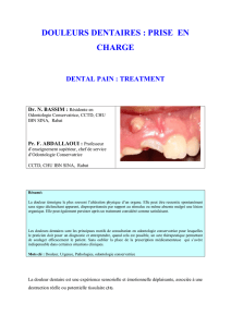 Douleurs dentaires - prise en charge