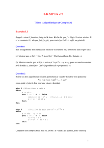 E.D. NFP 136 n°2 Thème : Algorithmique et Complexité Exercice I.1