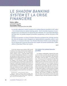 LE SHADOW BANKING SYSTEM ET LA CRISE FINANCIèRE