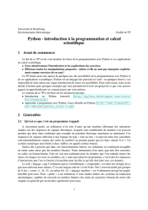 Python - introduction à la programmation et calcul scientifique