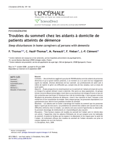 Troubles du sommeil chez les aidants Ã domicile de patients atteints