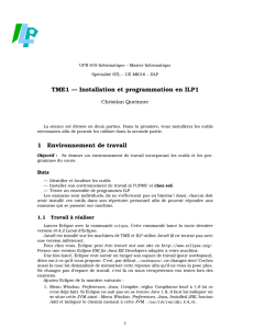 TME1 — Installation et programmation en ILP1 1 Environnement de