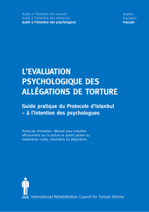 Guide pratique du Protocole d`Istanbul à l`intention des psychologues