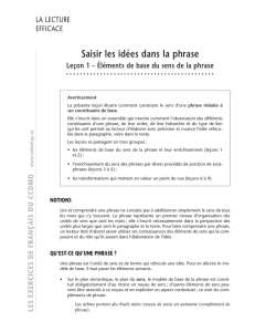 1 – Éléments de base du sens de la phrase