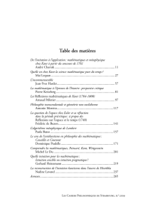 "Kant et les mathématiques" (Cahiers Philosophiques de Strasbourg