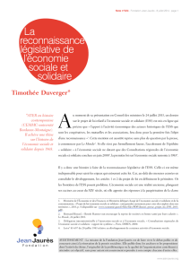 La reconnaissance l&eacute;gislative de l`&eacute;conomie sociale et solidaire