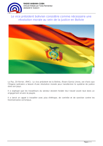 Le vice président bolivien considère comme nécessaire une