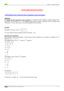 Systèmes d`équations (cours 3ème) - Epsilon 2000