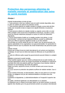 Protection des personnes atteintes de maladie mentale et