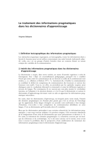 Le traitement des informations pragmatiques dans les dictionnaires