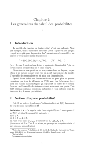 Chapitre 2: Les généralités du calcul des probabilités.