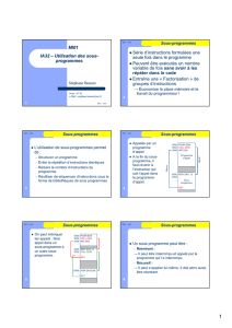 IA32 – Utilisation des sous- programmes MI01 Série d`instructions