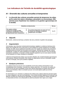 Les indicateurs de l`échelle de durabilité agroécologique