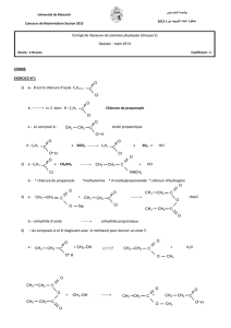 CHIMIE EXERCICE N°1 1) a - B est le chlorure d`acyle CnH2n+1 b