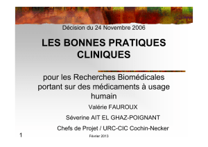 les bonnes pratiques cliniques - Recherche Clinique Paris Centre