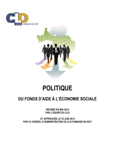 Politique Fonds Économie Sociale - CLD Domaine-du-Roy
