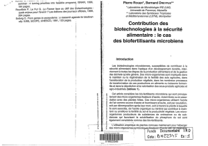 Contribution des biotechnologies à la sécurite alimentaire : le cas