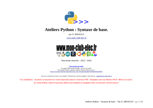 Ateliers Python : Syntaxe de base.