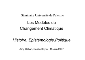 Les Modèles du Changement Climatique Histoire, Epistémologie