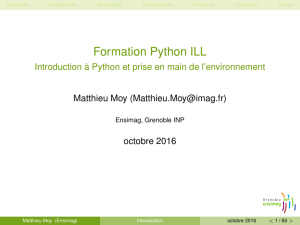 Introduction à Python et prise en main de l`environnement