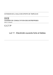 CCTP Lot 11 : Electricité courants forts et faibles
