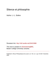 Silence et philosophie - eScholarship@BC