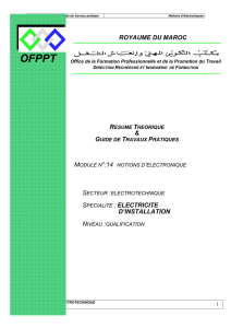 royaume du maroc specialite : electricite d`installation