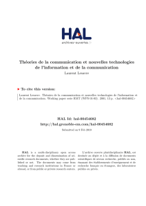Théories de la communication et nouvelles technologies - Hal-SHS
