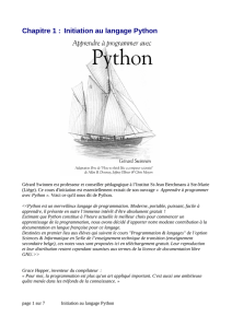 Chapitre 1 : Initiation au langage Python