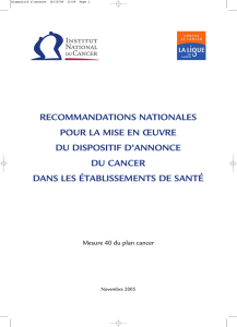 Dispositif d`annonce - Institut National Du Cancer