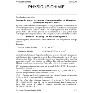 Sujet de Physique-Chimie PSI 2009 - Concours Centrale