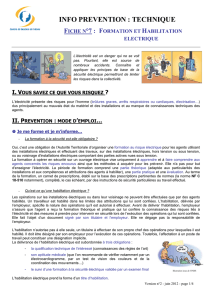 Info prévention : Formation et Habilitation électrique