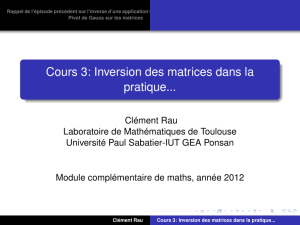 Cours 3: Inversion des matrices dans la pratique