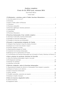 Analyse complexe Cours de L3, ENS Lyon, automne 2014