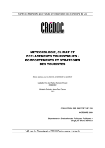 METEOROLOGIE, CLIMAT ET DEPLACEMENTS TOURISTIQUES