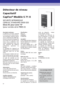 Détecteur de niveau Capacitatif CapFox® Modèle S 71 X