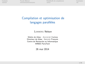 Compilation et optimisation de langages parallèles