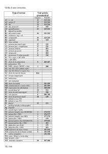 Grille d`auto correction. XL 1ère Type d`erreur Voir précis grammatical