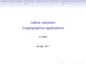 Lattice reduction Cryptographics applications