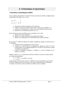 A123. Cinématique, MCU, Mouvement dans champ de force constante