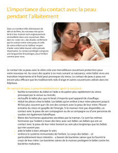 L`importance du contact avec la peau pendant l`allaitement