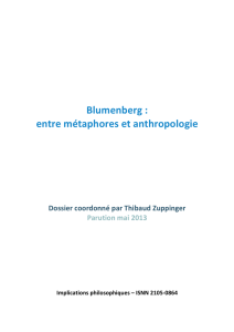 Blumenberg : entre métaphores et anthropologie