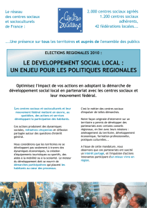 Le développement social local - Plateforme d`hébergement Centres