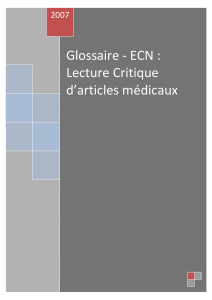 Glossaire - ECN : Lecture Critique d`articles médicaux